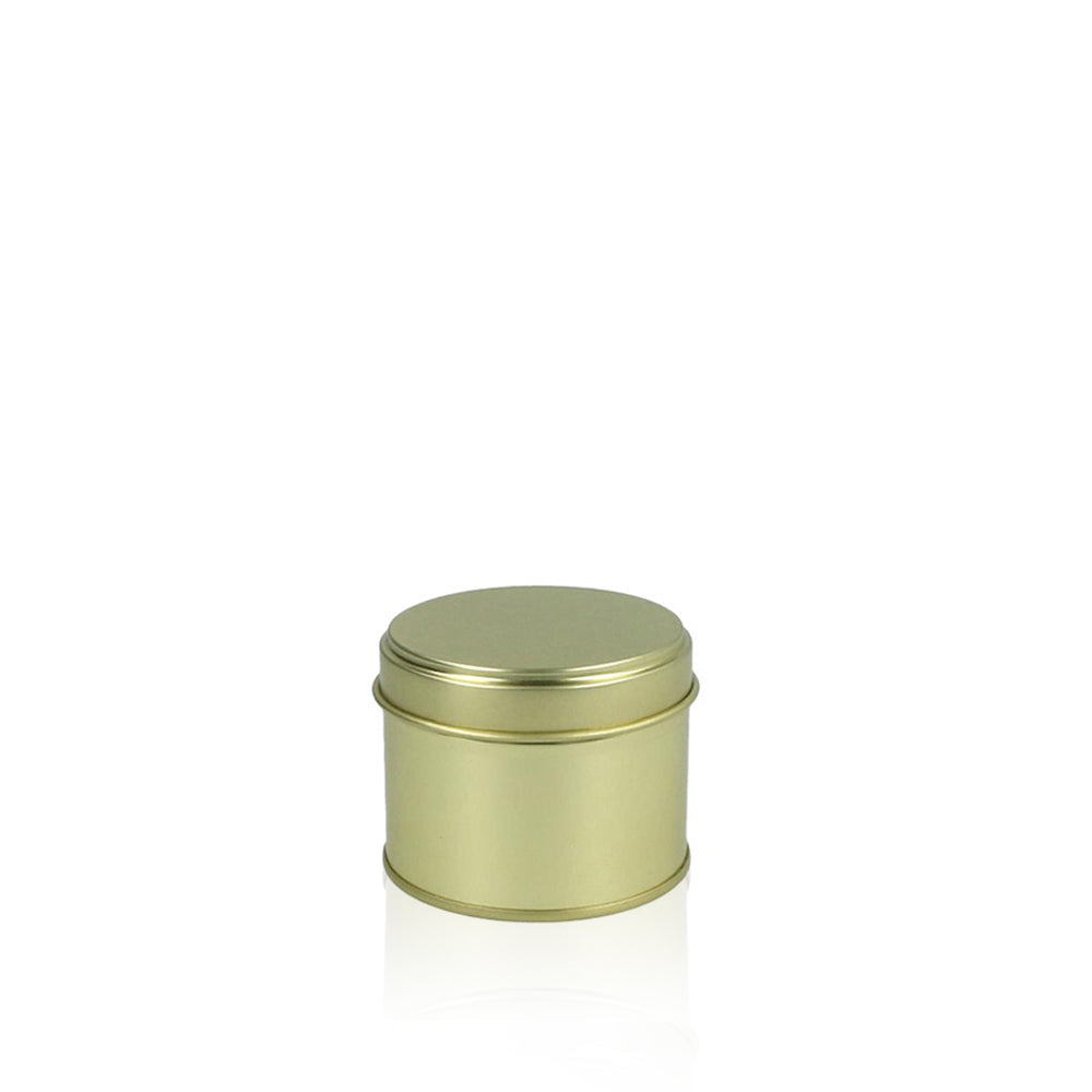 New - Gold Round Welded Side Seam Candle & Food Tin - - ColouredBottles