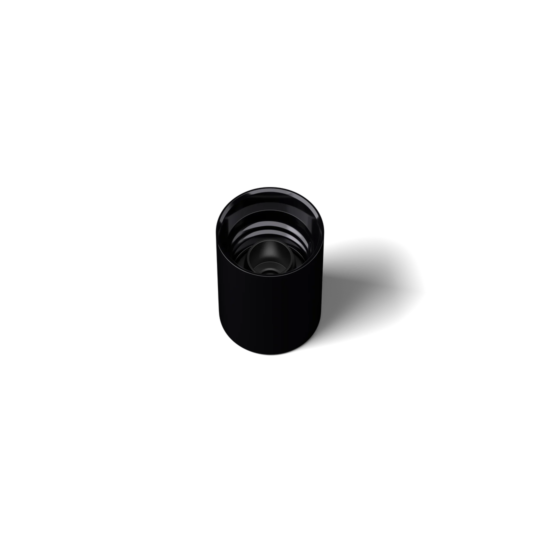 Miron - Roll-on cap DIN18, PP, black fitment, polished glass ball, black cap (Orion)