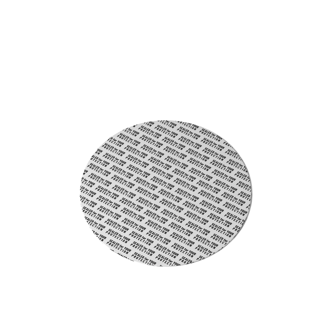 Miron - Ozark Seal, Pressure sensitive, 61 mm, white, black text (Saturn 300), for dry goods only