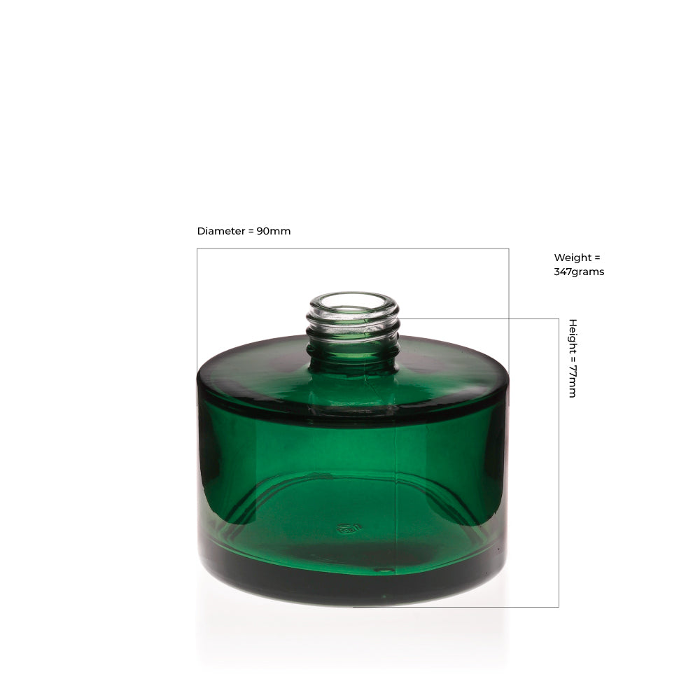 Transparent Green Squat Round 200ml Diffuser Bottle (Screw Neck) - Glass - Diffuser Glass - ColouredBottles