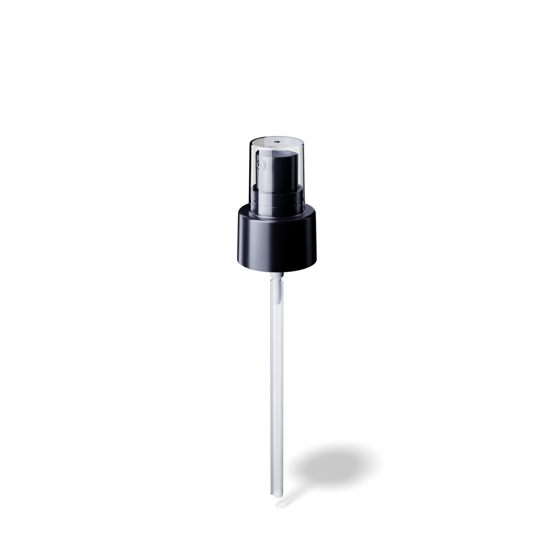 Miron - Lotion pump Sinfonia 24/410, PP black, glossy, dose 0.19ml, transparent overcap (Virgo 100) - Pumps - Miron