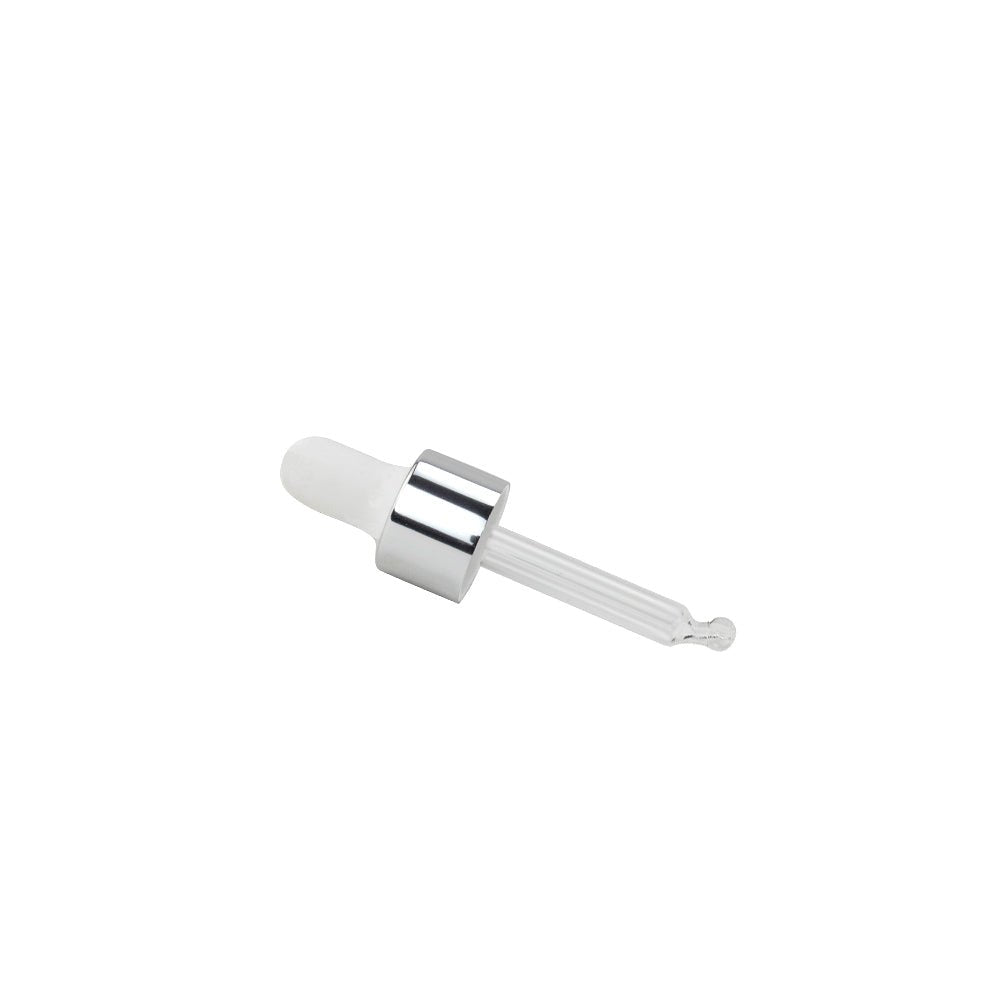 GL18 10ml, 59mm Silver & White Pipette - Caps - Pipettes - Coloured Bottles