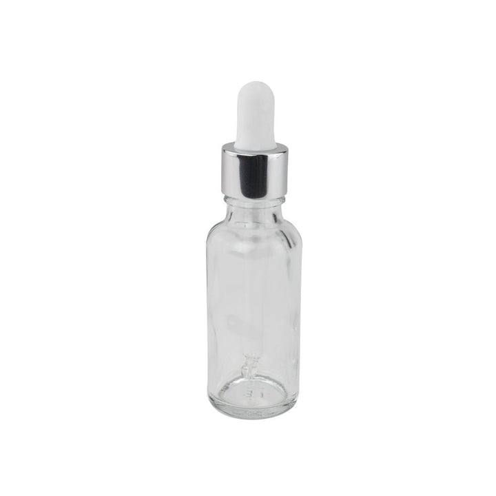 G18 30ml, 82mm Silver & White Pipette ( For 30ml Clear Dropper Bottle ) - Caps - Pipettes - Colorlites