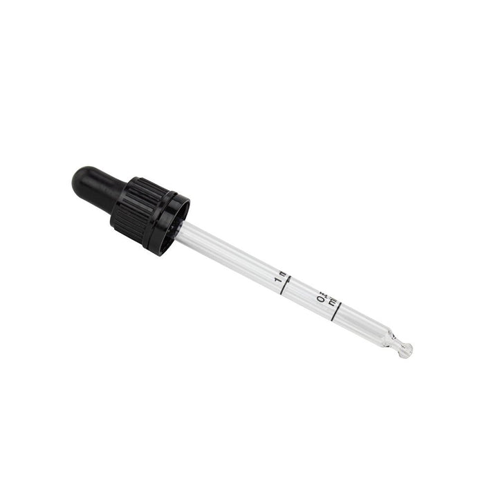 GL18 Graduated Pipette 105mm Black with Bulb (Tamper Evident) - Caps - Pipettes - Coloured Bottles